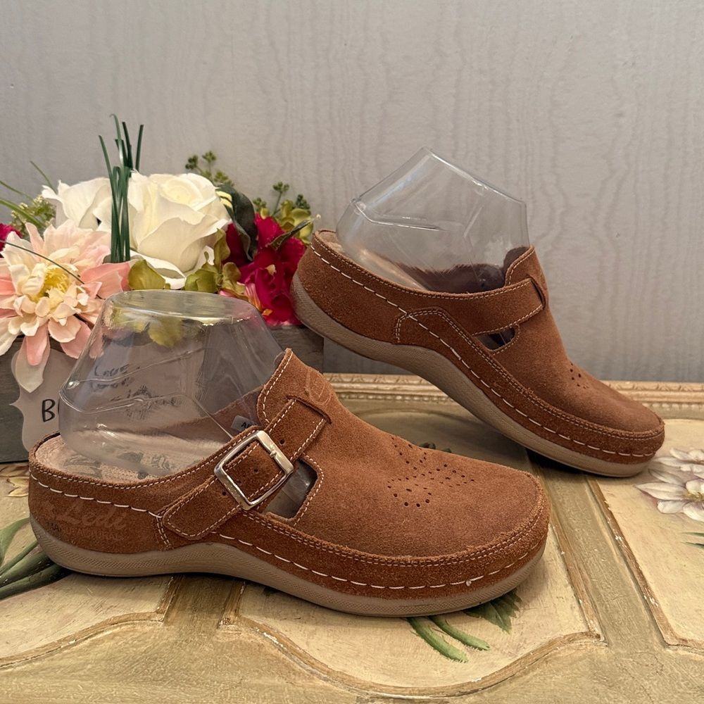 Ledi Anatomic 402 Suede Leather Clogs Tan EU Sz 39
